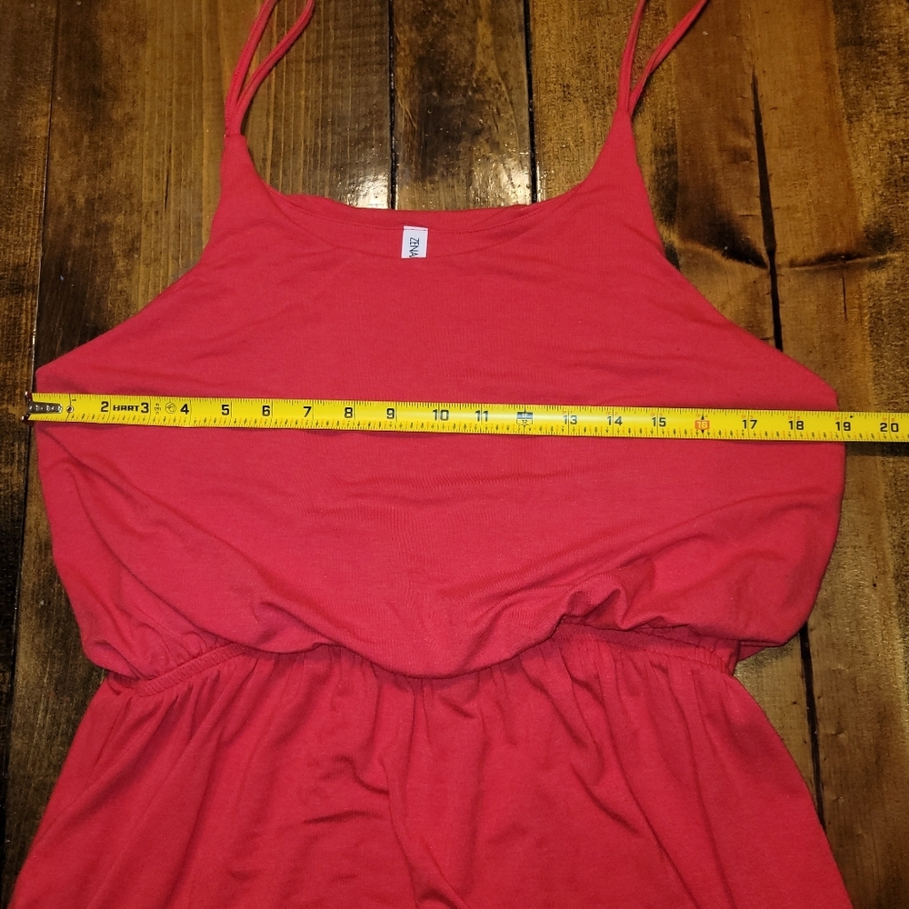 Zenana Premium red spaghetti strap tanktop maxi dress - 1X - Picture 9 of 12